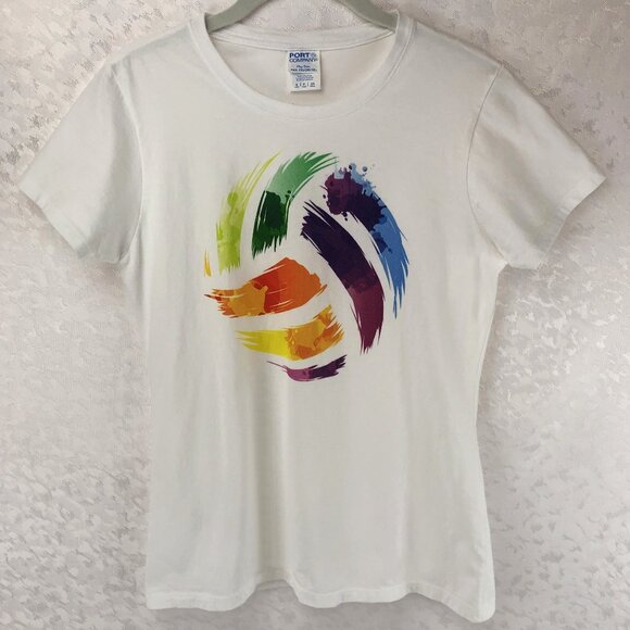 Port & Company Cotton Short Sleeve Graphic Tee w/ Paint Brush Stroke Design Sz S - Picture 1 of 10